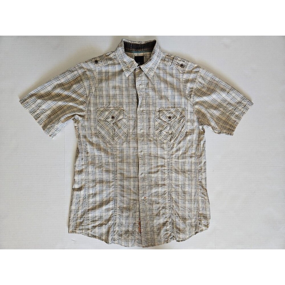 Murano Sport Men's Short Sleeve Plaid Shirt With Shoulder Straps Size M